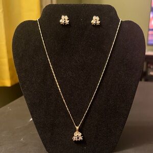 Elegant Plaided Gold Necklace Womem + Man Earring Set